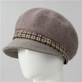 thumbnail image 2 of Lnzyyephy Women Fashion Knitted Newsboy Hats Houndstooth Print Warm Painter Visor Beret Classic Retro Cabbie Hat for Daily Travel, 2 of 8
