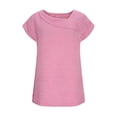 thumbnail image 4 of Women’s Tops Dressy Casual Cap Sleeve Asymmetrical Neck T-Shirt Summer Fashion Business Work Shirts ,Pink,L, 4 of 9