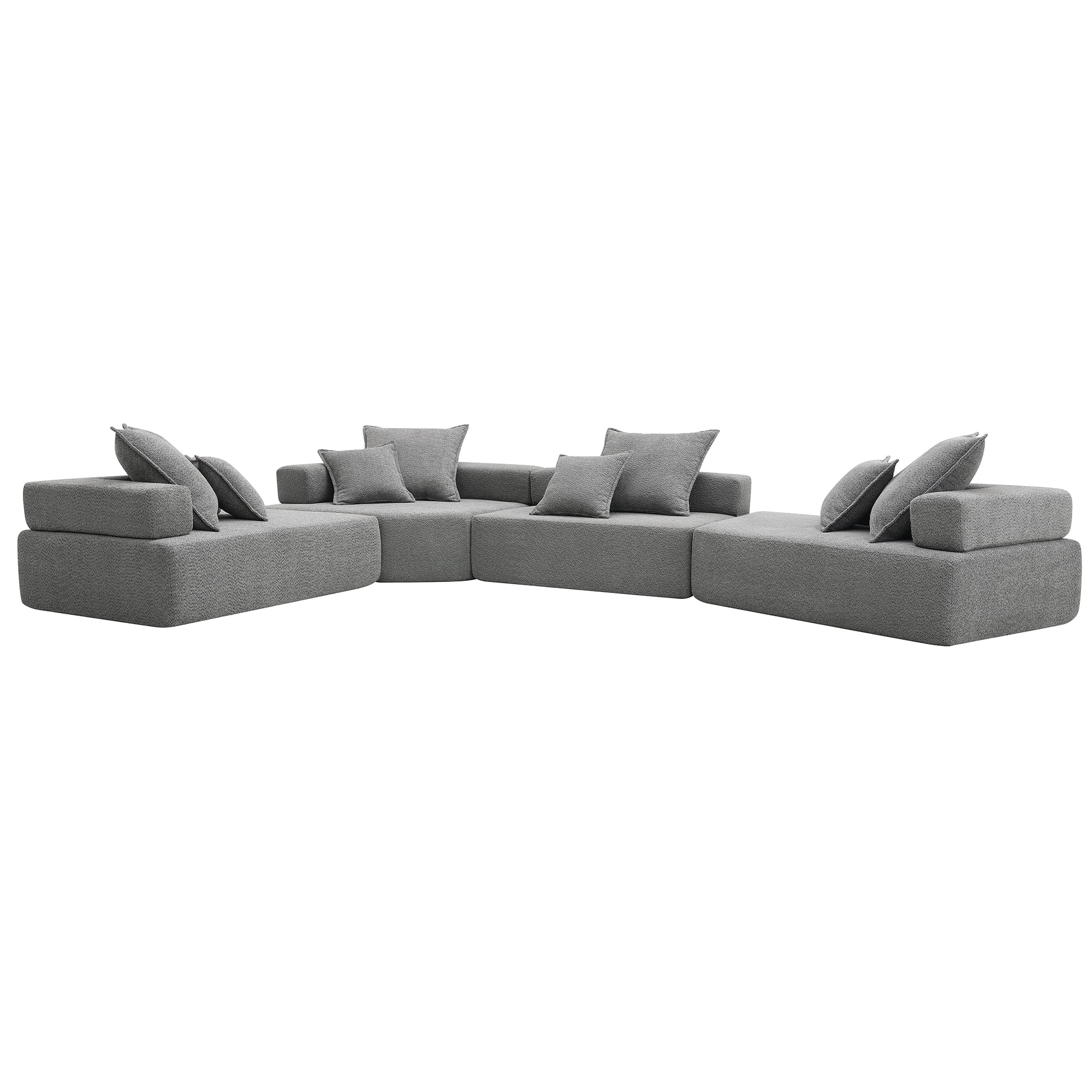 MAYEERTY 156" Oversized U-Shaped Modular Sectional Sofa - Luxury Boucle Convertible Compressed Floor Couch, 4PC Free Combination for Living Room, 2 Colors