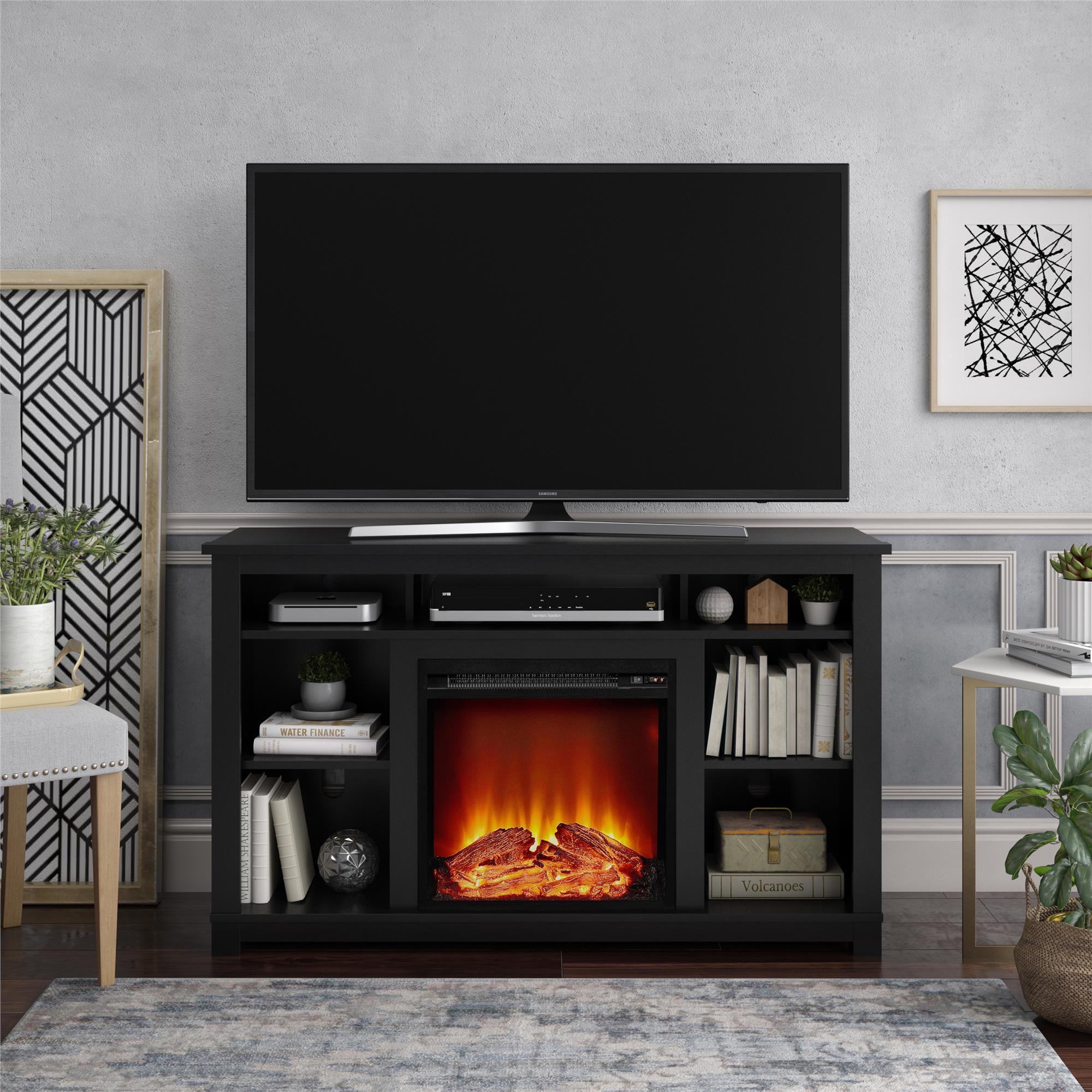 Ameriwood Home Kahle Fireplace TV Stand for TVs up to 55", Black