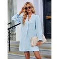 thumbnail image 2 of Women'S Summer Dresses Long Sleeve Casual Sundress Dress Beach Vacation 2025 Fashion  Blue XXL, 2 of 6