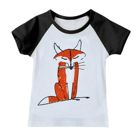 

HIBRO Fashionable Summer Cartoon Animal Print Color Matching Boys And Girls Short Sleeved Round Neck T Shirt Top Full Sleeve Tops Boys 4t T Shirt Pack