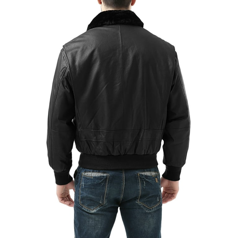 Landing Leathers Men Navy G-1 Leather Flight Bomber Jacket