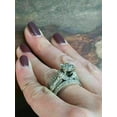 thumbnail image 3 of Bluebelljewels Big Cluster 4 TCW Cut White Diamond His & Women Wedding Bridal Gorgeous Trio Ring Set 14k White Gold Plated, 3 of 5