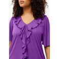 thumbnail image 3 of Ellos Plus Size Stretch Knit V-Neck Ruffle Front Tunic, 3 of 3