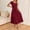 Wine, variant on IUYRTFE Women's V Neck Cap Sleeve Midi Dress Tie Waist A-Line Pocket Summer Soft Cotton