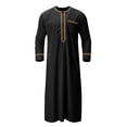 thumbnail image 6 of GHSOHS Mens T-Shirts Summer Shirts for Men Black Beach Clothes for Men Dress Robe Arab Middle Robe Long Sleeve Embroidered Pocket Long Shirt Robe Coat Shirt Men's Prayer Clothing XL, 6 of 7