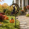 thumbnail image 6 of 39'' Halloween Solar Witch Pumpkin Garden Stake Light, Waterproof Metal LED Crescent Moon  Pathway Light with Hanging Pumpkin, Outdoor Decor for Yard Patio Lawn Garden, 6 of 6