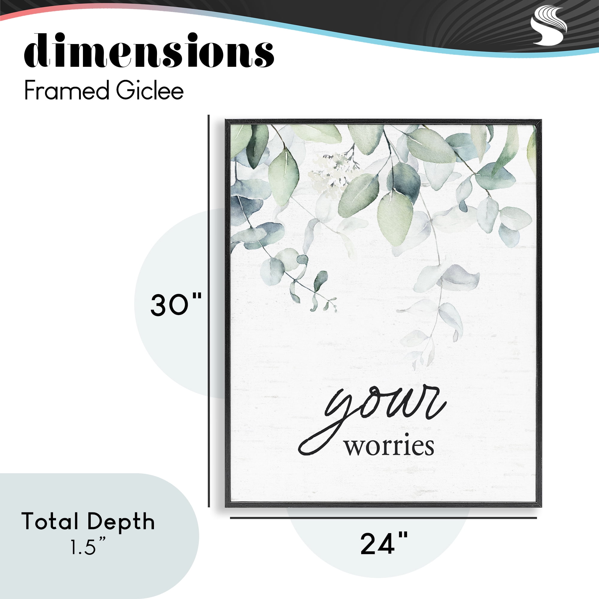 Your Worries Eucalyptus Black Framed Giclee Art, design by Lettered and Lined