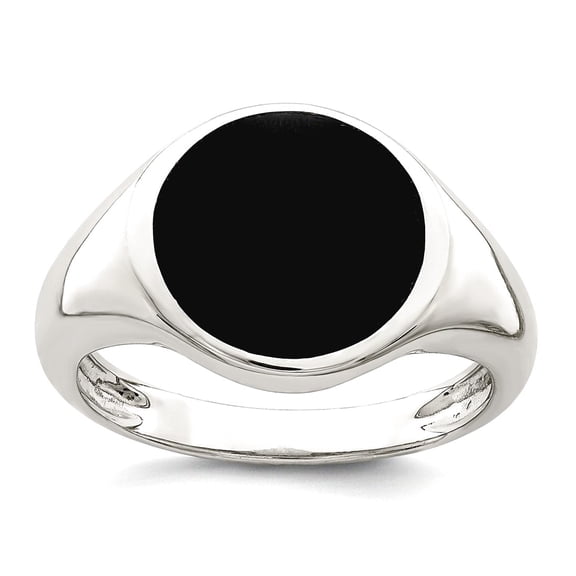 925 Sterling Silver Simulated Onyx Inlay Ring Size 6 Ring for Women