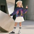 thumbnail image 3 of Xoenoiee Galaxy Cat Daisy Print Side Slit Sweatshirt for Girls Oversized Long Sleeve Crewneck Hoodies Pullover Tops Trendy Cute Fall Clothes Shirts, 9-10 Years, 3 of 7