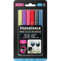 VersaChalk Glass Markers, 6-Pack, 3mm Fine Tip, Wet-Erase, Non-Toxic