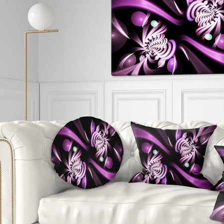DESIGN ART Designart 'Purple on Black 3D Surreal Art' Floral Throw Pillow