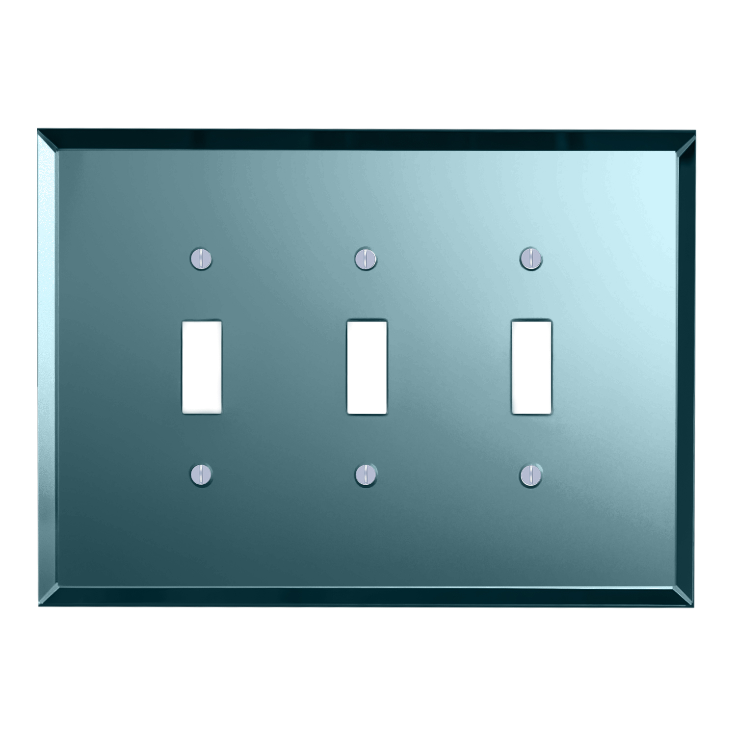 Switch Hits Toggle Wall Plate 3 Gang Switch Cover, Blue Tint Glass