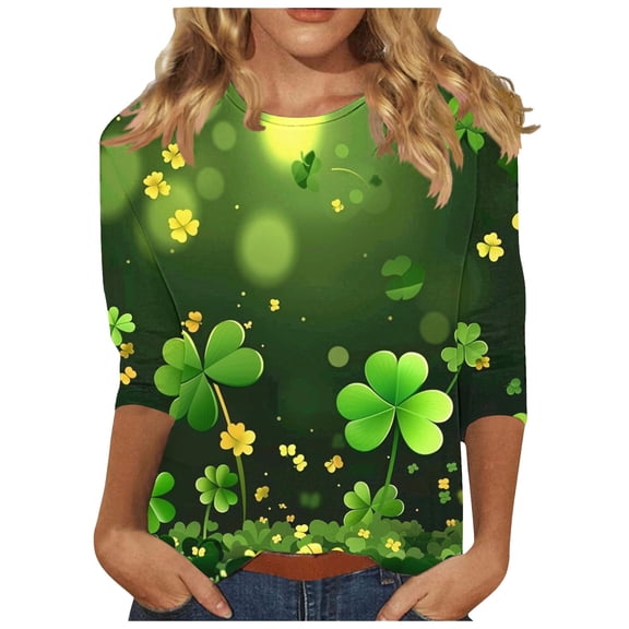 FDGIU ‌‌‌‌Women's St. Patrick's Day T-Shirt - Short Sleeve Crew Neck Shamrock Graphic Tee