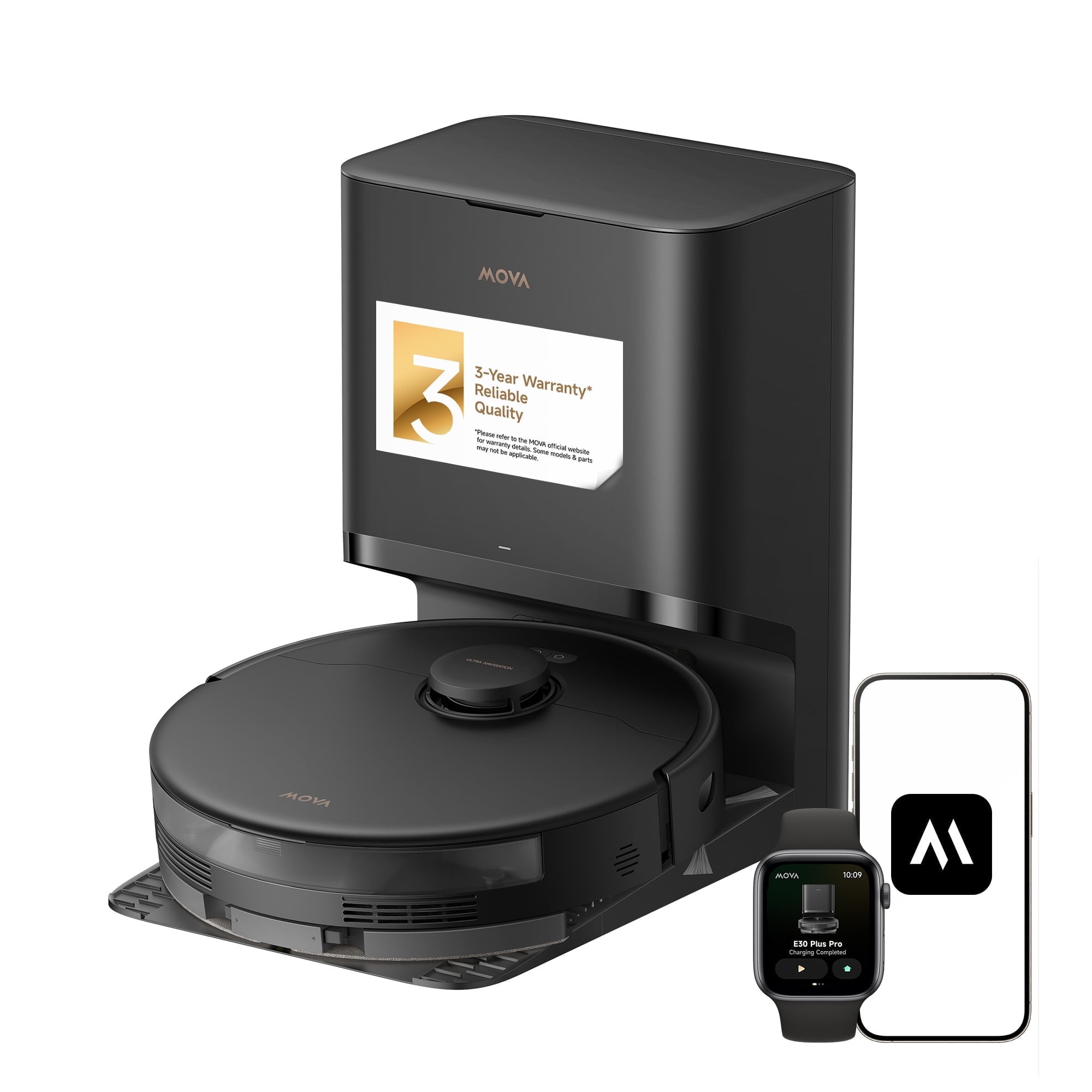 MOVA E30 Pro Plus Robot Vacuum and Mop, 19,000 Pa Suction, Anti-tangle MaxiReach Brush, Auto Empty Station, Large Capacity