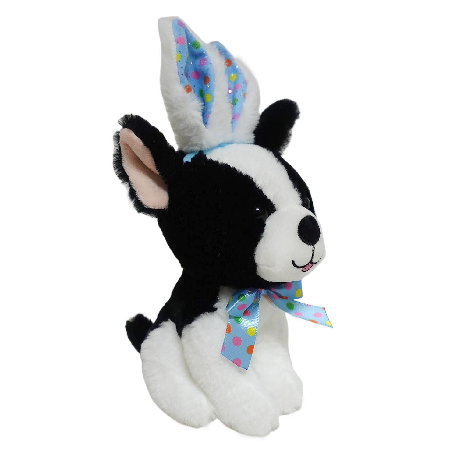 Way To Celebrate Easter Plush 7inch Small Pup with Bunny Ears Black