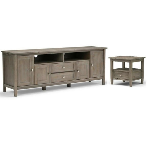 Home Square 2-Piece Set with TV Media Stand up to 80" & 20" End Side Table