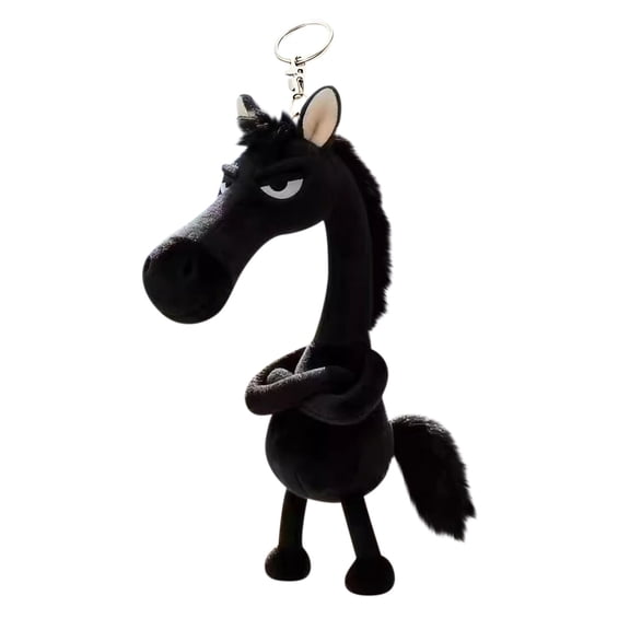 Miommo 2026 Year of the Horse Plush Keychain, Cute Black Horse Mascot Bag Pendant with Detachable Lanyard for Good Luck Gifts