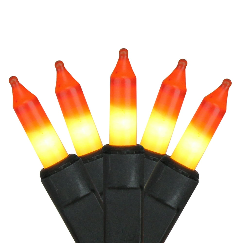 100Count Candy Corn Inspired Halloween String Light Set 20' Black Wire