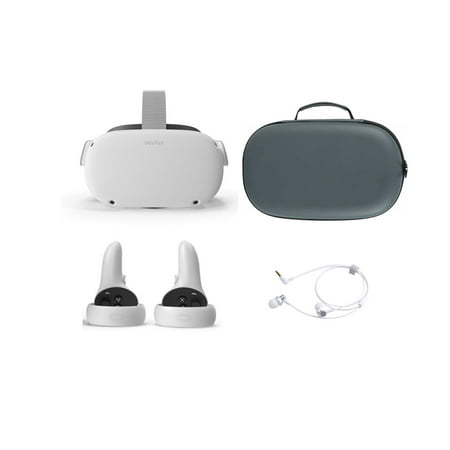 2021 Oculus Quest 2 All-In-One VR Headset 128GB, Touch Controllers, 1832x1920 up to 90 Hz Refresh Rate LCD, Glasses Compatible, 3D Audio, Mytrix Carrying Case, Earphone, Silicone Face Cover