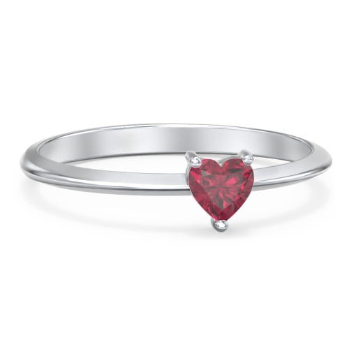 Heart Birthstone Ring - Ruby (July)