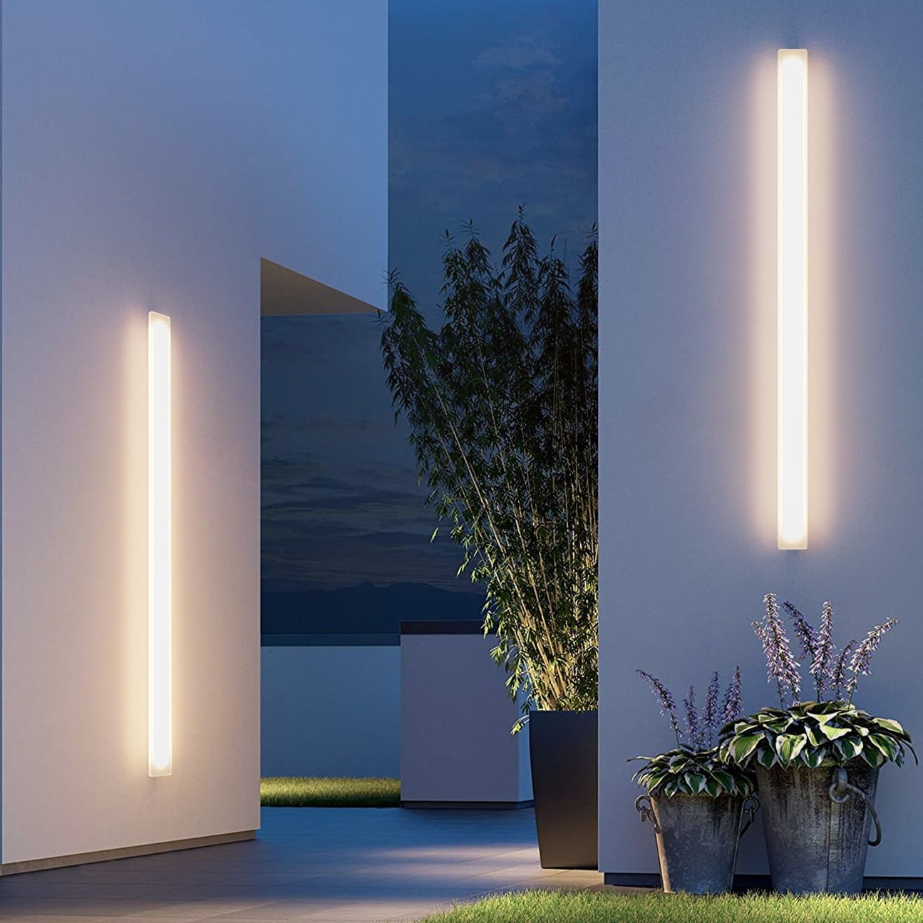 Ralbay Long Outdoor Wall Light 59inch Long Strip Modern Linear Outdoor Sconce 3000K Waterproof Exterior Wall Mount Lighting for House(White)