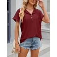 thumbnail image 2 of Cuteduck Women's Hooded V-Neck Short Sleeve T-Shirt, Summer Loose Fit Button Down Top S-XXL, 2 of 6