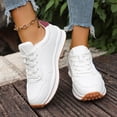 thumbnail image 2 of Rokment Womens Memory Foam Platform White Fashion Sneakers Walking Running Shoes 2026 Spring Fall Trendy Comfortable Leather Chunky Tennis Casual Shoes Blue Size 6.5, 2 of 7