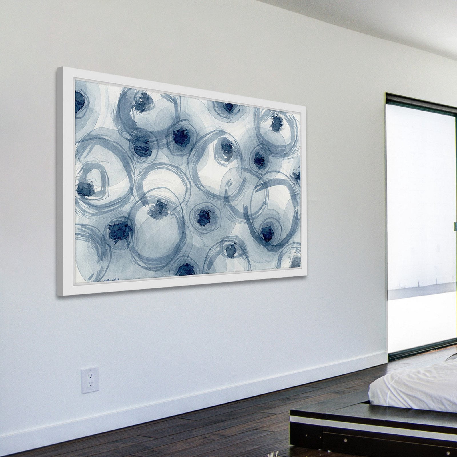 Marmont Hill "Indigo Ovals" by Nikki Galapon Framed Painting Print