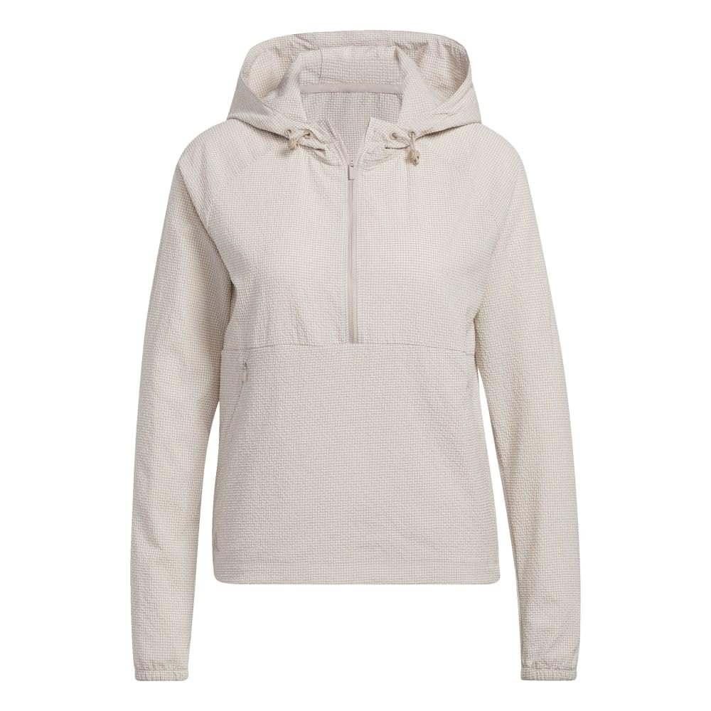 adidas Women's Standard Searsucker Quarter Zip Hoodie, Wonder Taupe, X-Small