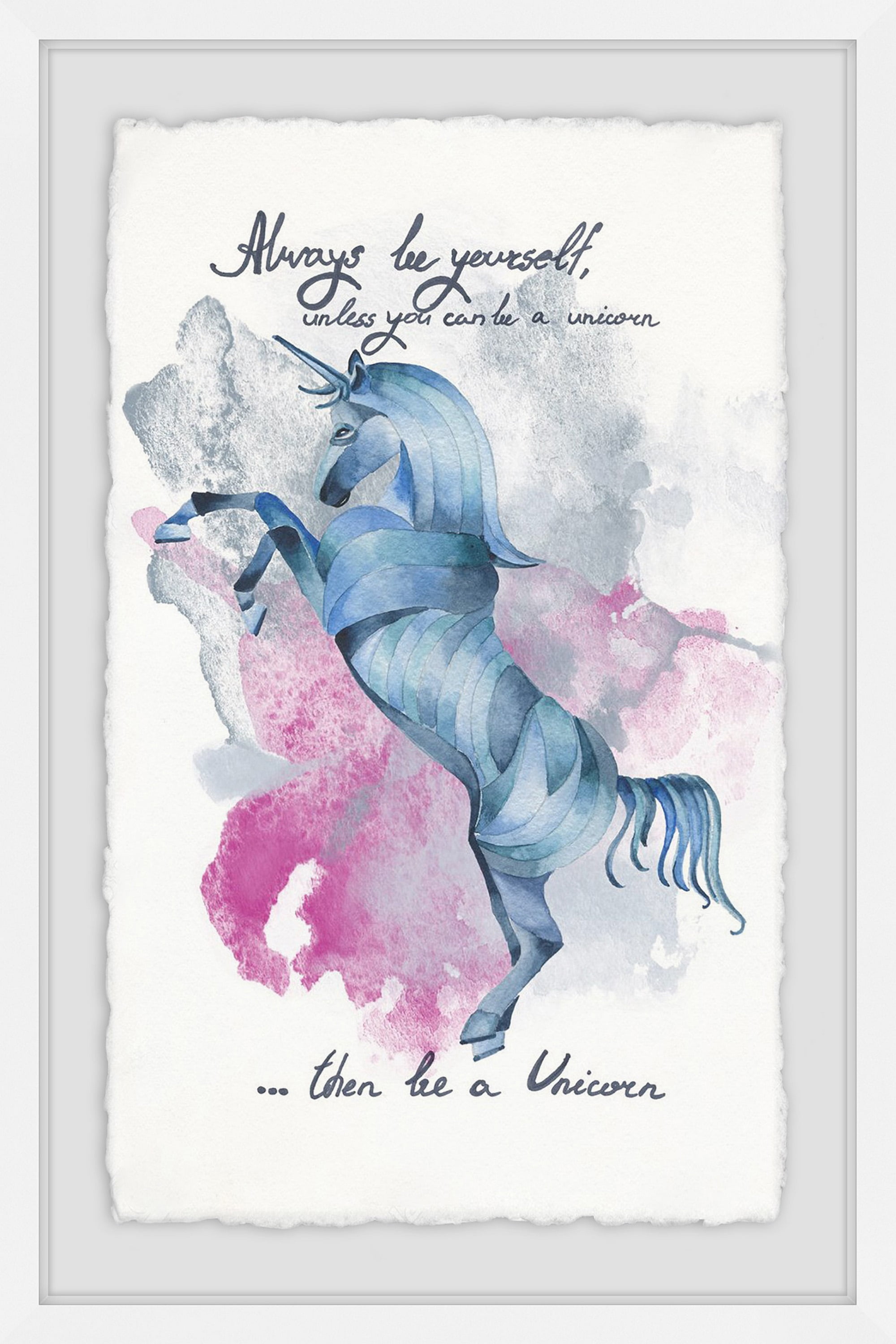 Blue Unicorn II Framed Painting Print
