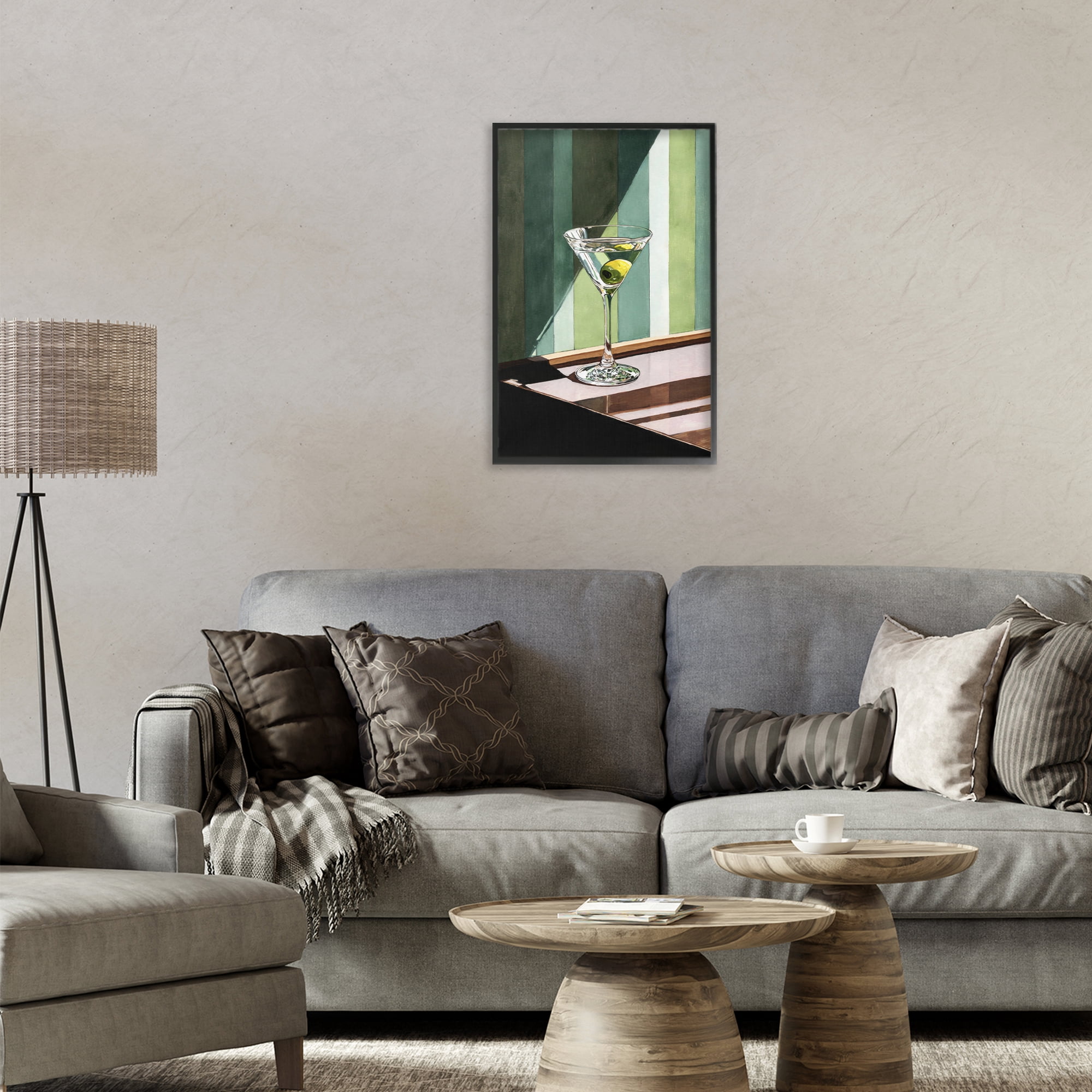 Stupell Industries Olive Martini in Sun Beam Black Framed Giclee Art, design by Petal Prints Design