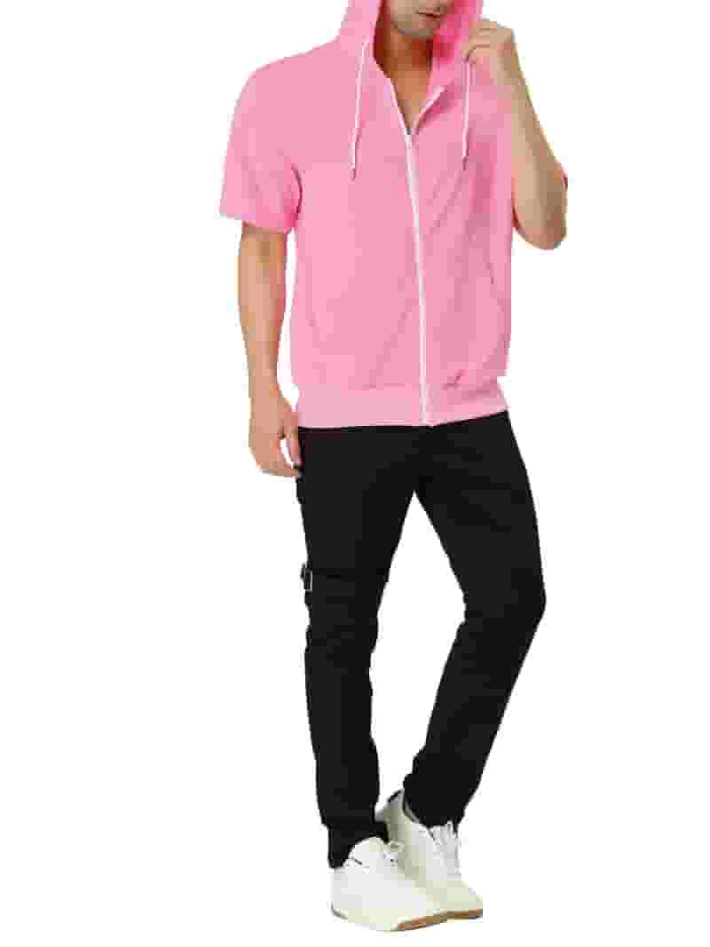 リアル Short Men's Bargains Unique Sleeve Sport Up Zip Color Solid Clothing