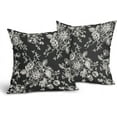 thumbnail image 4 of Vintage Floral Pillow Covers 18x18 Inch Set of 2 Black Floral Outdoor Decorative Throw Pillows Chinoiserie Flower Pillowcases Rustic Farmhouse Cushion Covers for Couch Home Decor, 4 of 7