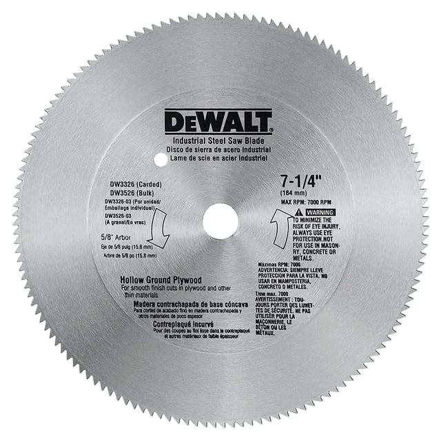 Disco DeWalt para Sierra Circular 7-1/4 140 Dientes DW3326