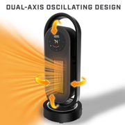 Handy Heater 3D Heat Tower 1500W Oscillating Space Heater with Remote, Adjustable Thermostat and Timer, Black