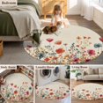 thumbnail image 6 of Pink Orange Teal Spring Floral Round Area Rug 4 FT, Non Slip Indoor Outdoor Rug, Watercolor Botanical Summer Flowers Washable Soft Circular Carpet Floor Mat for Coffee Table Nursery Foyer Balcony, 6 of 9