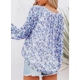 thumbnail image 3 of Women's Casual Boho Floral Print V Neck Long Sleeve Loose Shirt Shirt Tops, 3 of 10