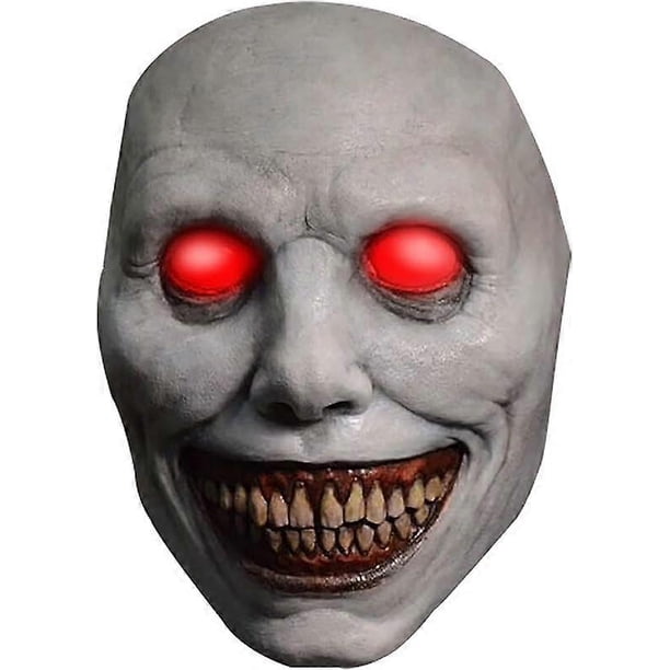 Scary Halloween Mask, White Smiling Eyes Devil Mask Skull, Scary Smiling Evil Devil Mask Party Cosplay Props for Adults (Red Eyes)