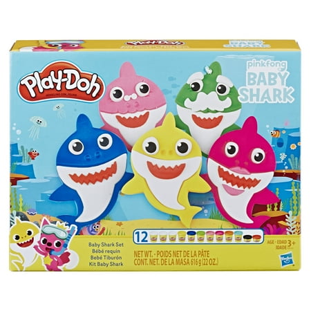 Play-Doh Pinkfong Baby Shark Set with 12 Play-Doh Cans and 21 (Best Playdough For Toddlers)