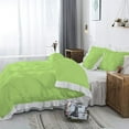 thumbnail image 3 of 5 Piece Pinch Ruffle Duvet Cover Set, Extra Soft, Luxury,100% Egyptian Cotton, Zipper Closure and Quilts Cover Set, Cool and Breatheable Bedding Sets Sage and White Solid,Queen Size., 3 of 4