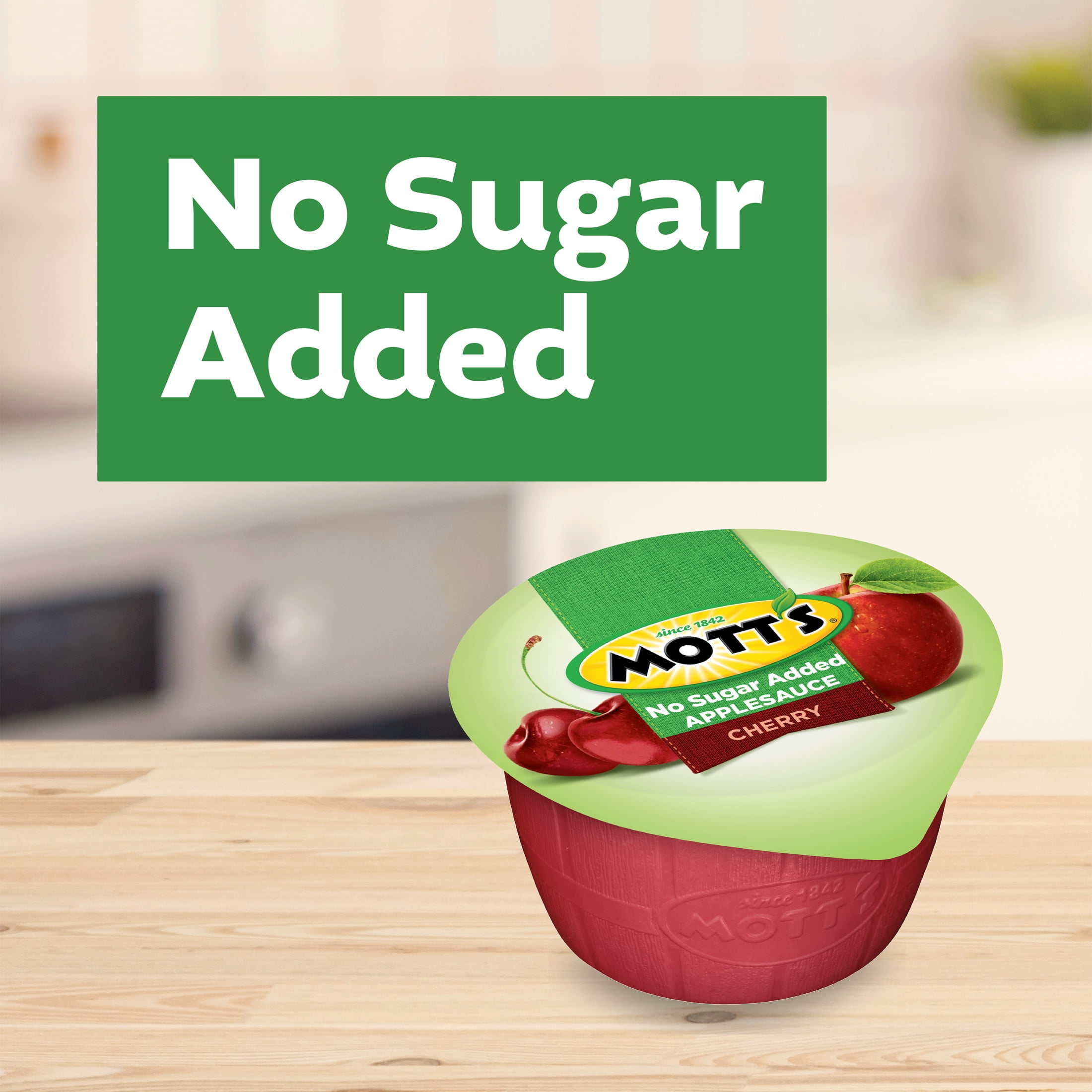 Mott's No Sugar Added Cherry Applesauce, 3.9 oz, 6 Count Cups