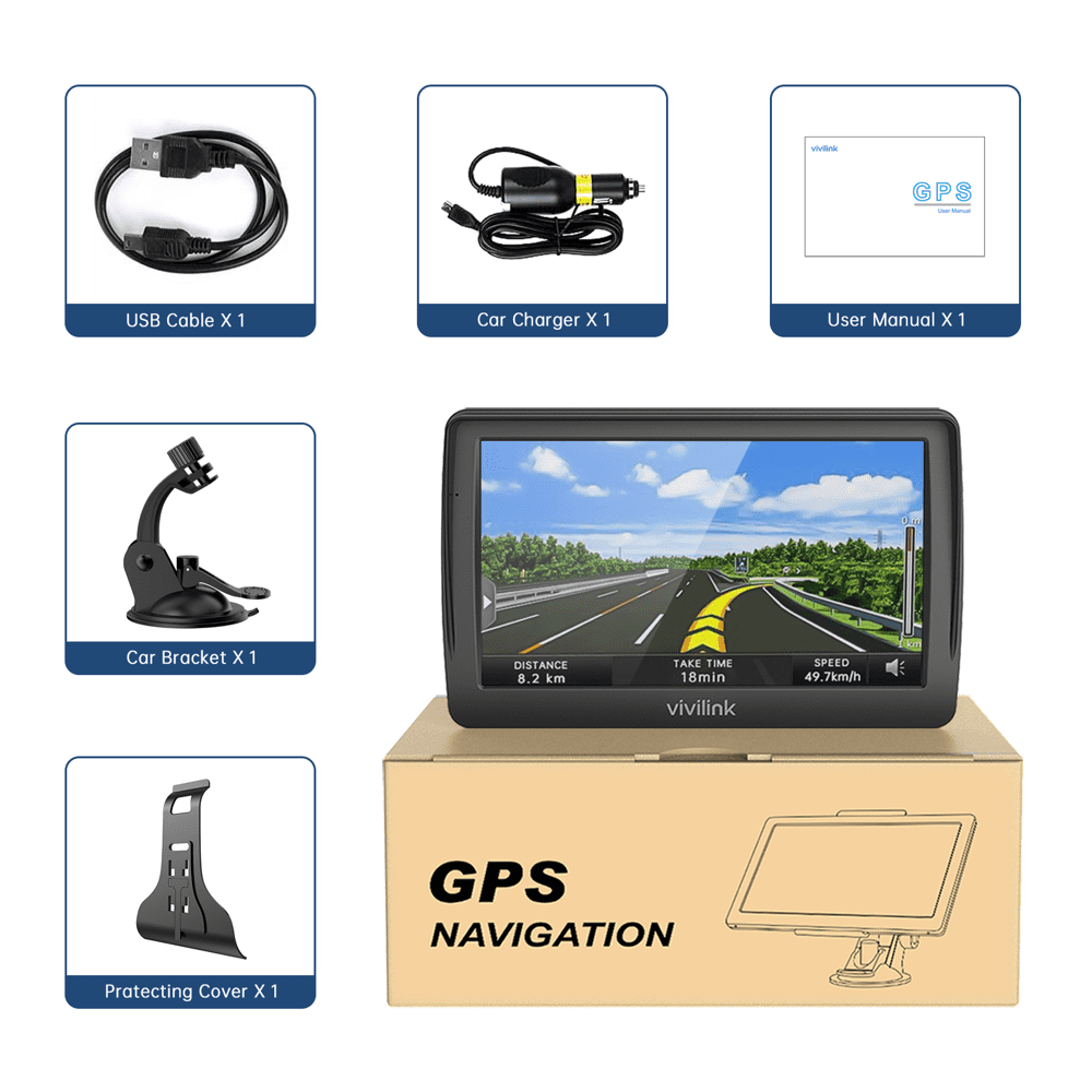 ViviLink Bluetooth GPS Navigation for Car Truck, 7" Touchscreen 8G 256M Car GPS Navigator with Voice Guidance, Speed Camera Warning, Route Planning, Lifetime Map Update(2styles Random Delivery) Walmart.com