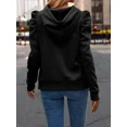 thumbnail image 4 of Sudadera Negra Para Mujer Hoodie Con Capucha Afelpada Casual, 4 of 8