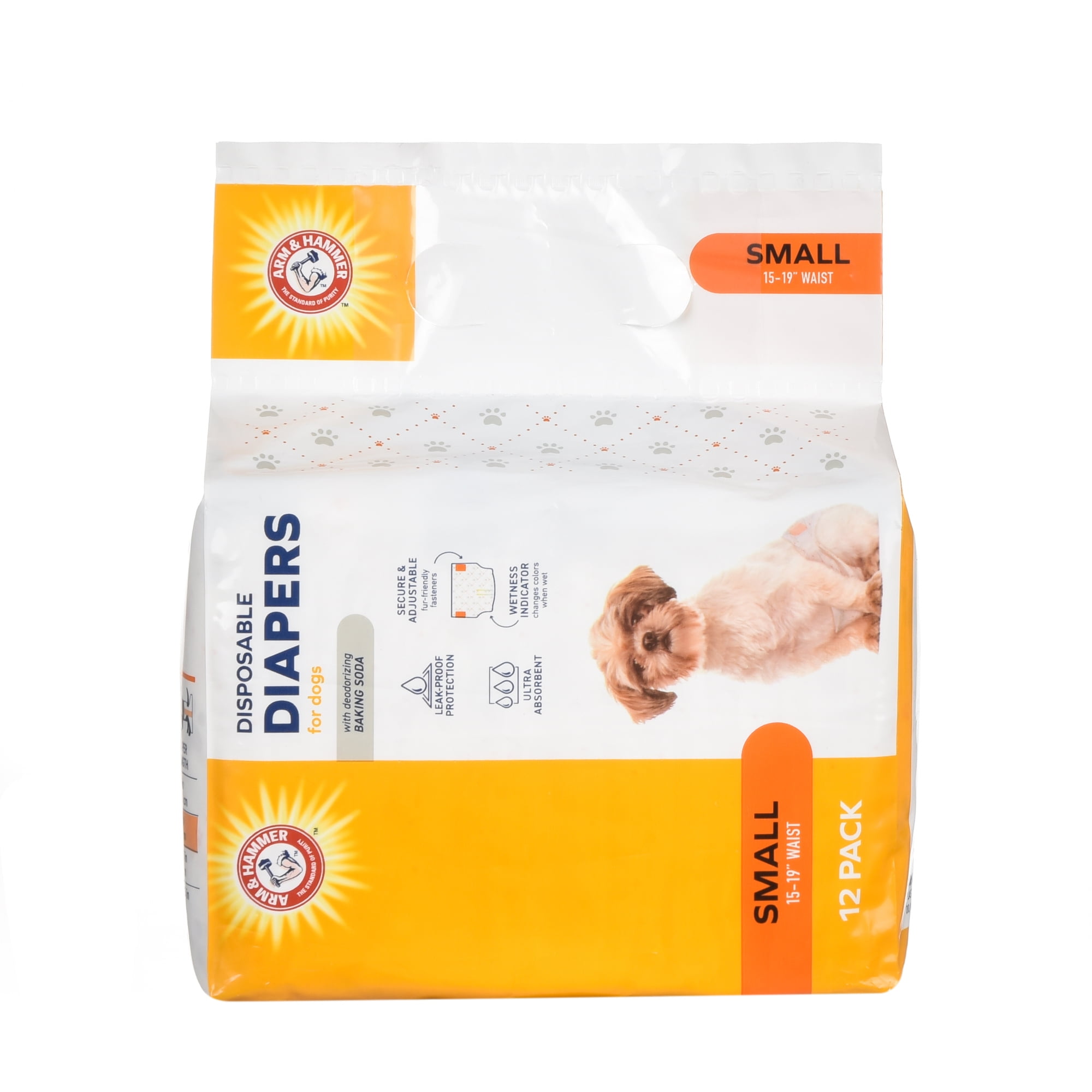 Arm & Hammer Female Dog Diapers, Size Small, 12 Count | Ultra-Absorbent, with Leak-Proof Protection