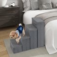 thumbnail image 3 of JJUN Dog Stairs with Storage - 23" H Folding 4-Step Pet Stairs for Small and Medium Dogs, Non-Slip & Soft Adjustable Dog Steps for High Beds Couch Sofa Window, Gray, 3 of 9