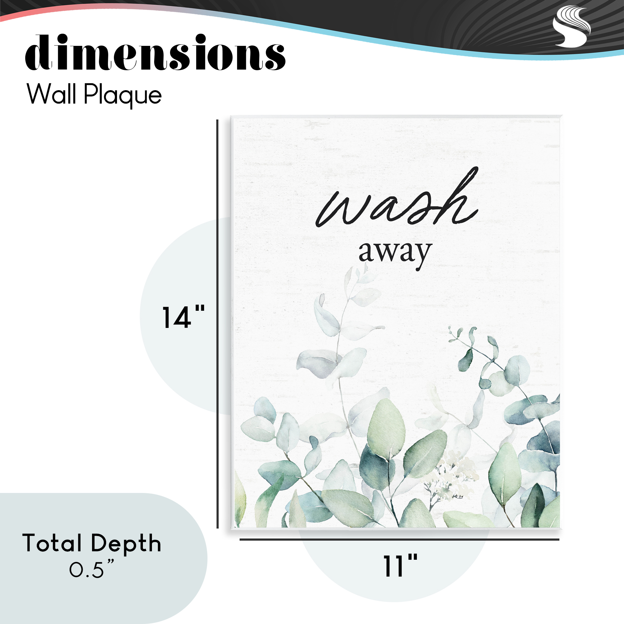 Wash Away Eucalyptus Wall Plaque Art, design by Lettered and Lined
