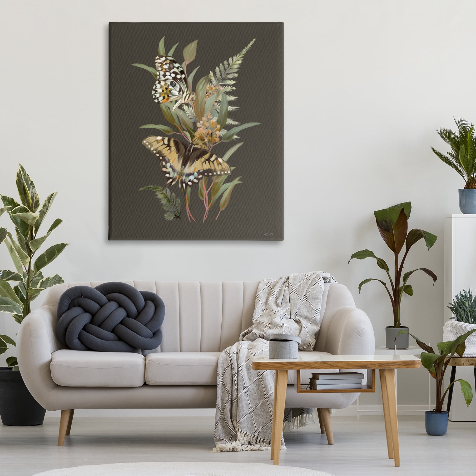 Stupell Industries Twin Swallowtails & Greenery Canvas Wall Art, design by House Fenway