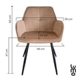 thumbnail image 3 of Set de 2 Sillas Terciopelo con Descansa Brazos para Comedor cafe, 3 of 7